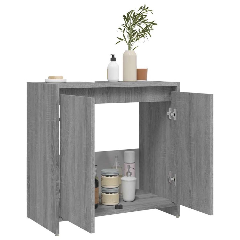 Armario de baño madera contrachapada gris Sonoma 60x33x61