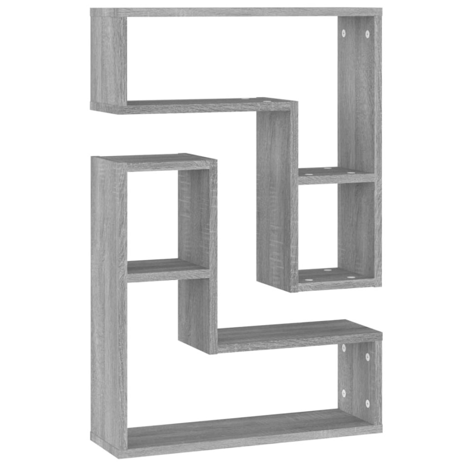 Estante pared 2 uds madera contrachapada gris Sonoma