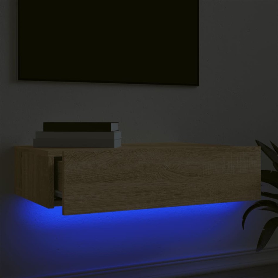 Mueble de TV con luces LED roble Sonoma 60x35x15,5