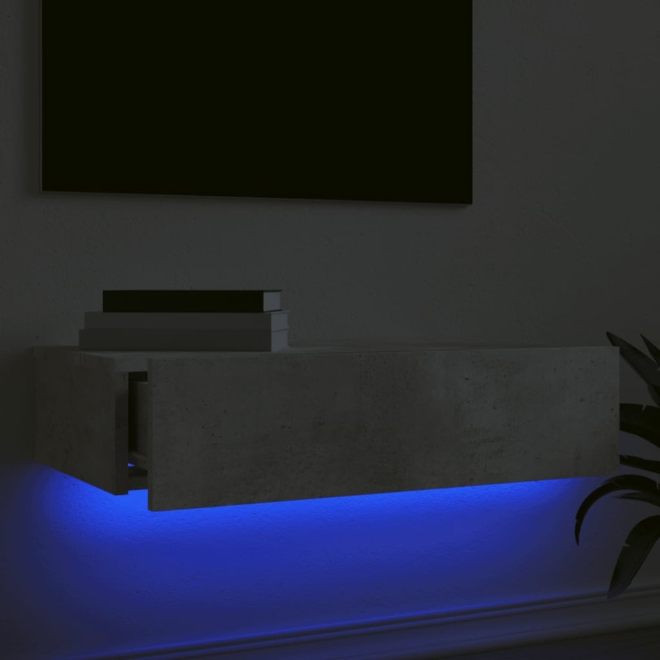 Mueble de TV con luces LED gris hormigón 60x35x15,5