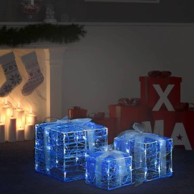 Caja decorativa de regalo Navidad acrílico 3 pzas blanco