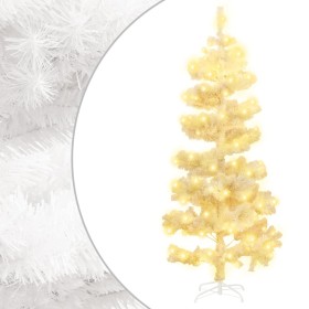 Árbol de Navidad en espiral con luces y soporte blanco 180