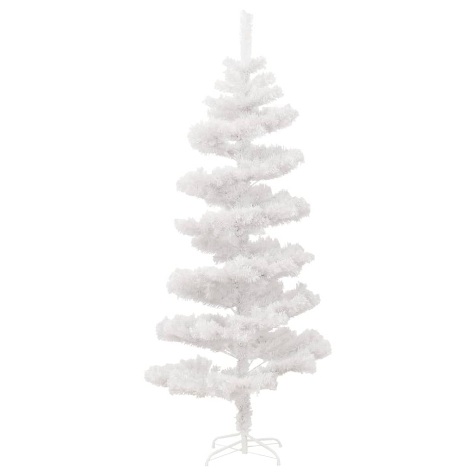 Árbol de Navidad en espiral con luces y soporte blanco 180