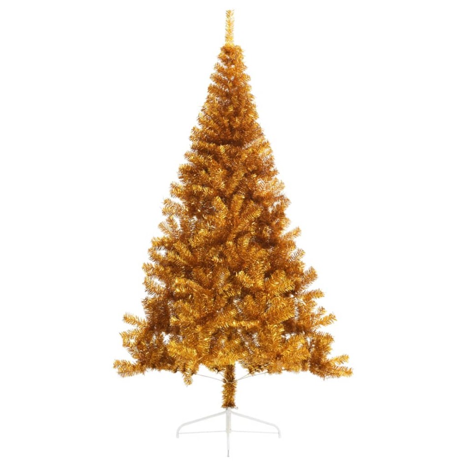 Medio árbol de Navidad artificial con soporte PET dorado 240