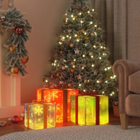 Cajas de regalo Navidad iluminadas 3 uds 64 LEDs blanco
