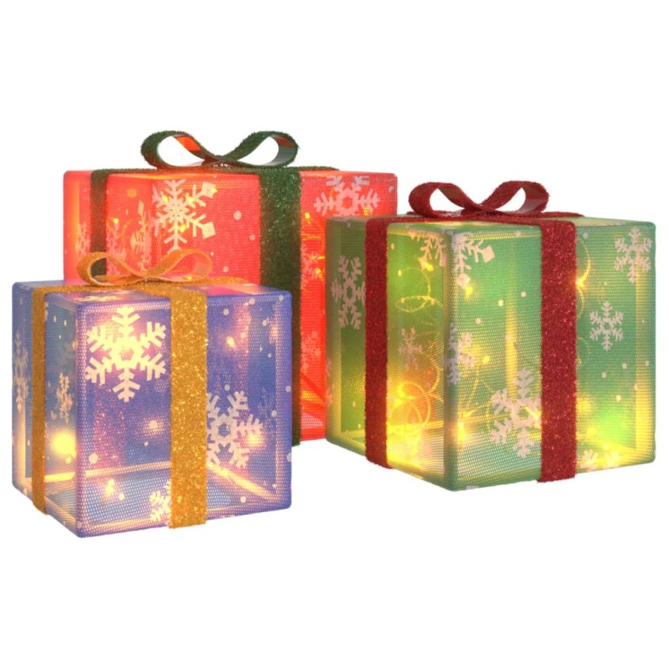 Cajas de regalo Navidad iluminadas 3 uds 64 LEDs blanco