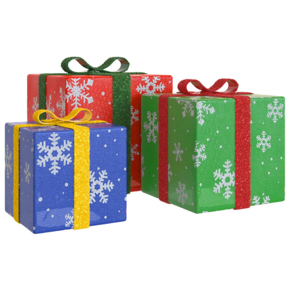Cajas de regalo Navidad iluminadas 3 uds 64 LEDs blanco