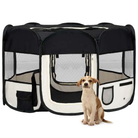 Parque de perros plegable y bolsa transporte negro