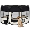 Parque de perros plegable y bolsa transporte negro 125x125x61cm