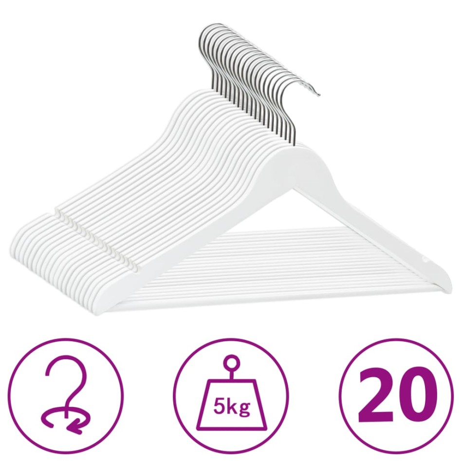Juego de perchas ropa 20 uds antideslizantes madera dura