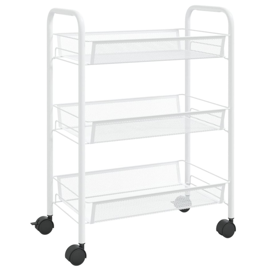Carrito de cocina 3 niveles hierro blanco 46x26x64