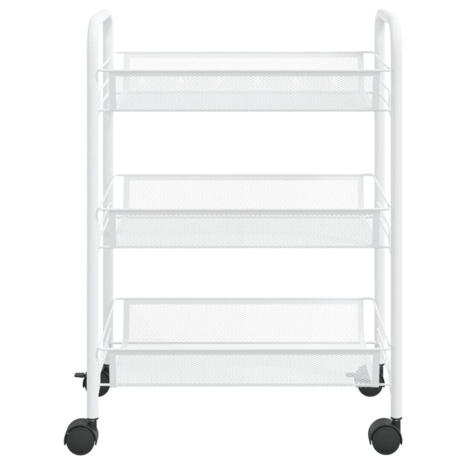 Carrito de cocina 3 niveles hierro blanco 46x26x64