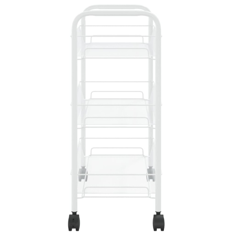 Carrito de cocina 3 niveles hierro blanco 46x26x64