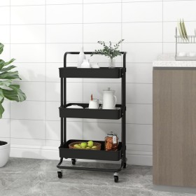 Carrito de cocina 3 niveles hierro y ABS negro 42x35x85