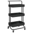 Carrito de cocina 3 niveles hierro y ABS negro 42x35x85