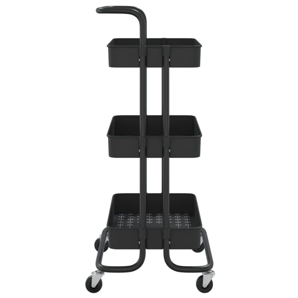 Carrito de cocina 3 niveles hierro y ABS negro 42x35x85
