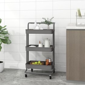 Carrito de cocina 3 niveles hierro y ABS gris 42x35x85