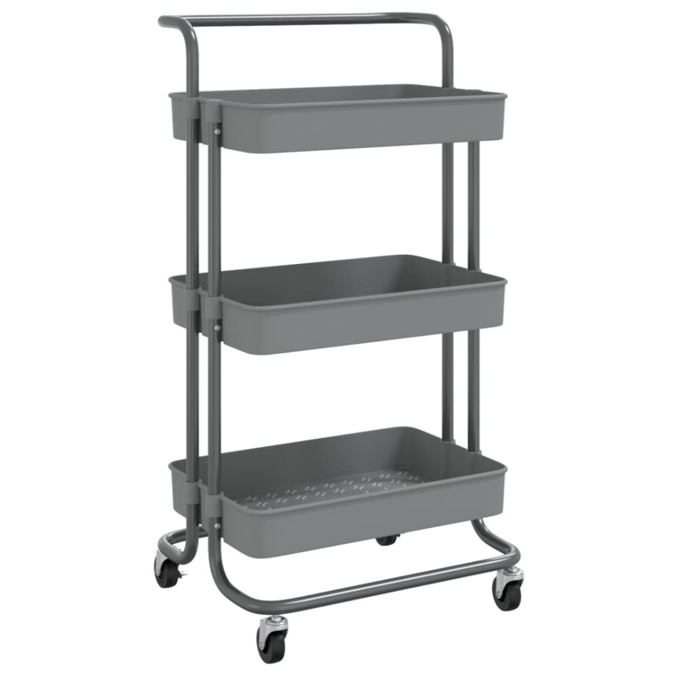 Carrito de cocina 3 niveles hierro y ABS gris 42x35x85