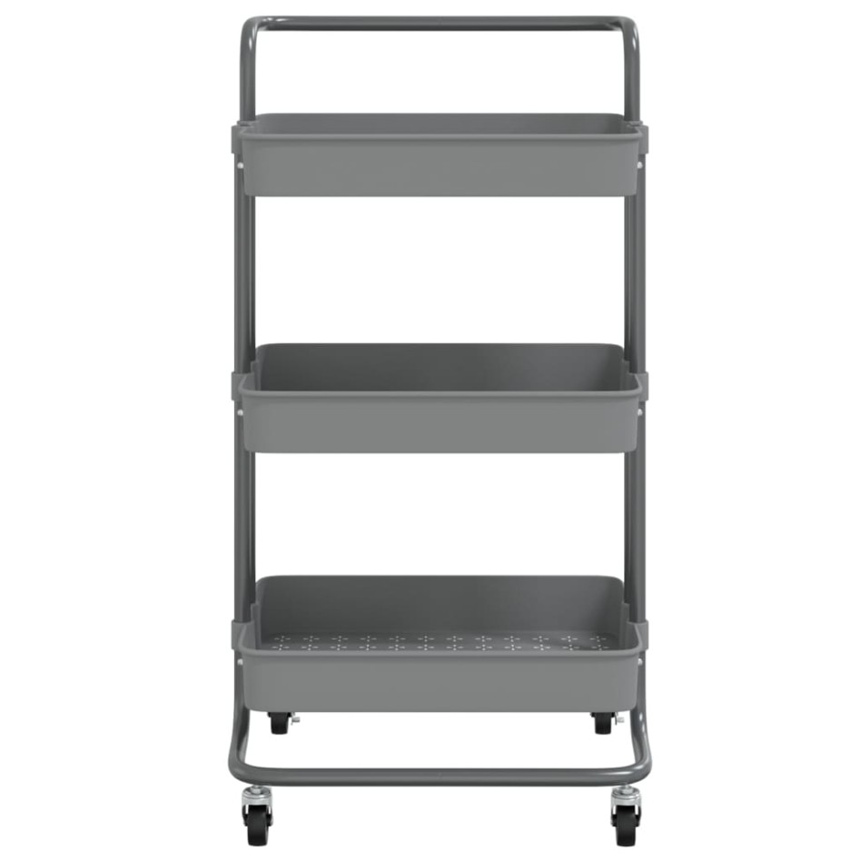 Carrito de cocina 3 niveles hierro y ABS gris 42x35x85