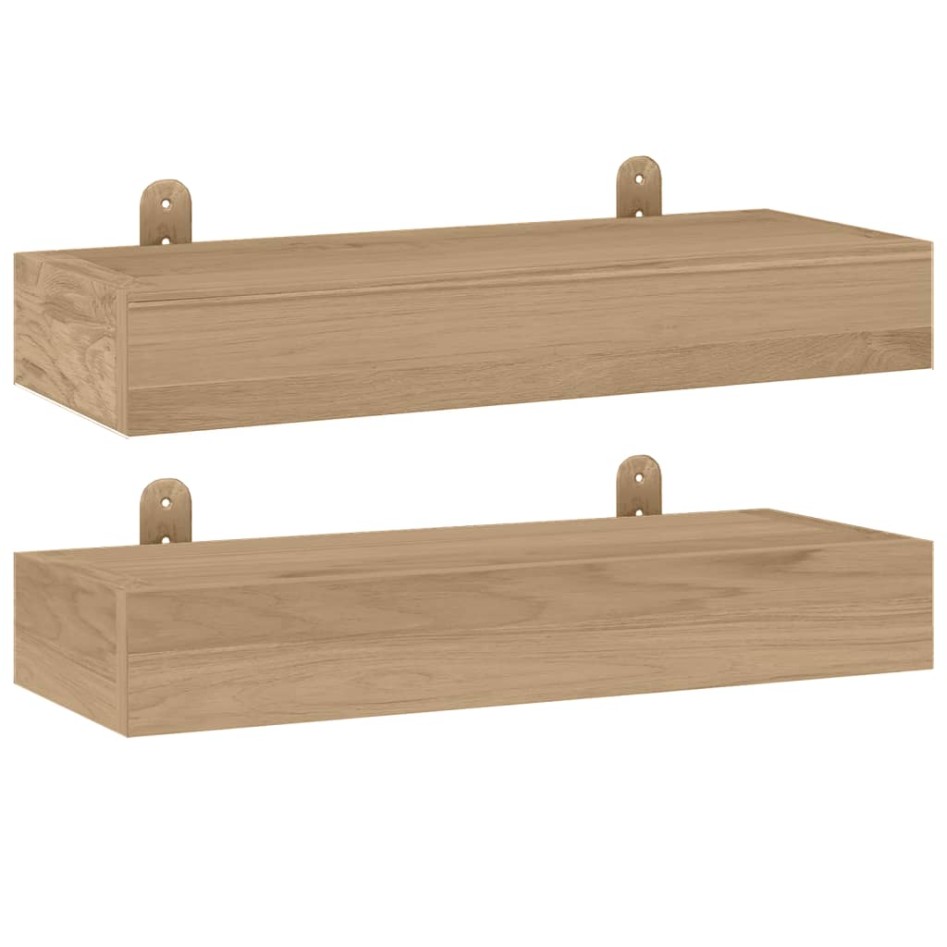 Estantes de pared 2 unidades madera maciza de teca 40x15x4