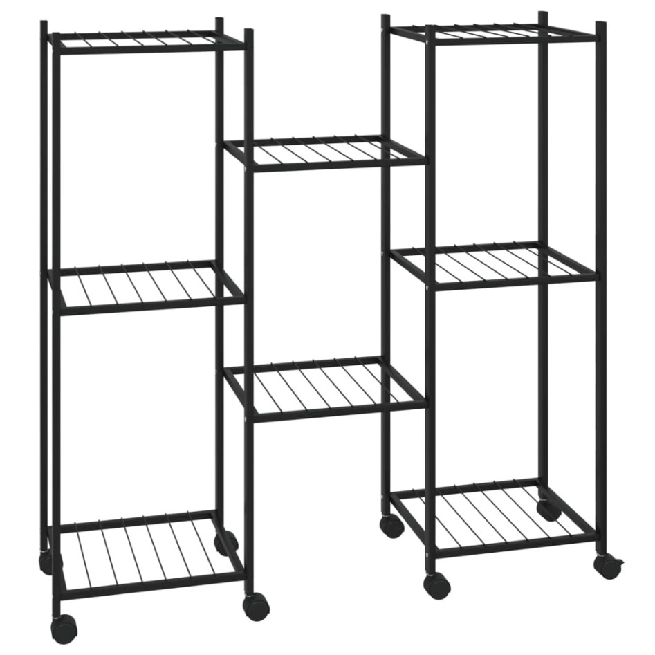 Soporte para flores con ruedas hierro negro 83x25x83,5