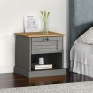 Mesita de noche VIGO madera maciza de pino gris 42x35x42 cm