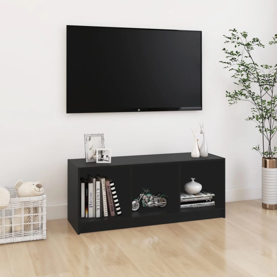 Mueble de TV madera maciza de pino negro 104x33x41