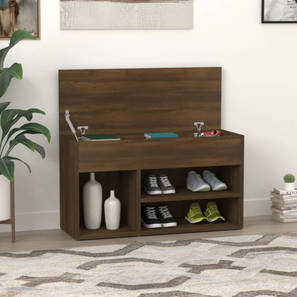 Banco zapatero madera contrachapada roble marrón 80x30x45