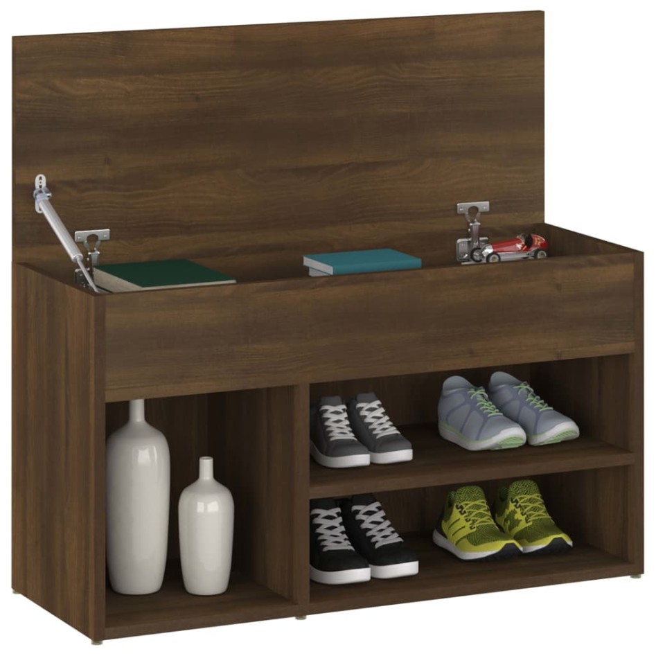 Banco zapatero madera contrachapada roble marrón 80x30x45