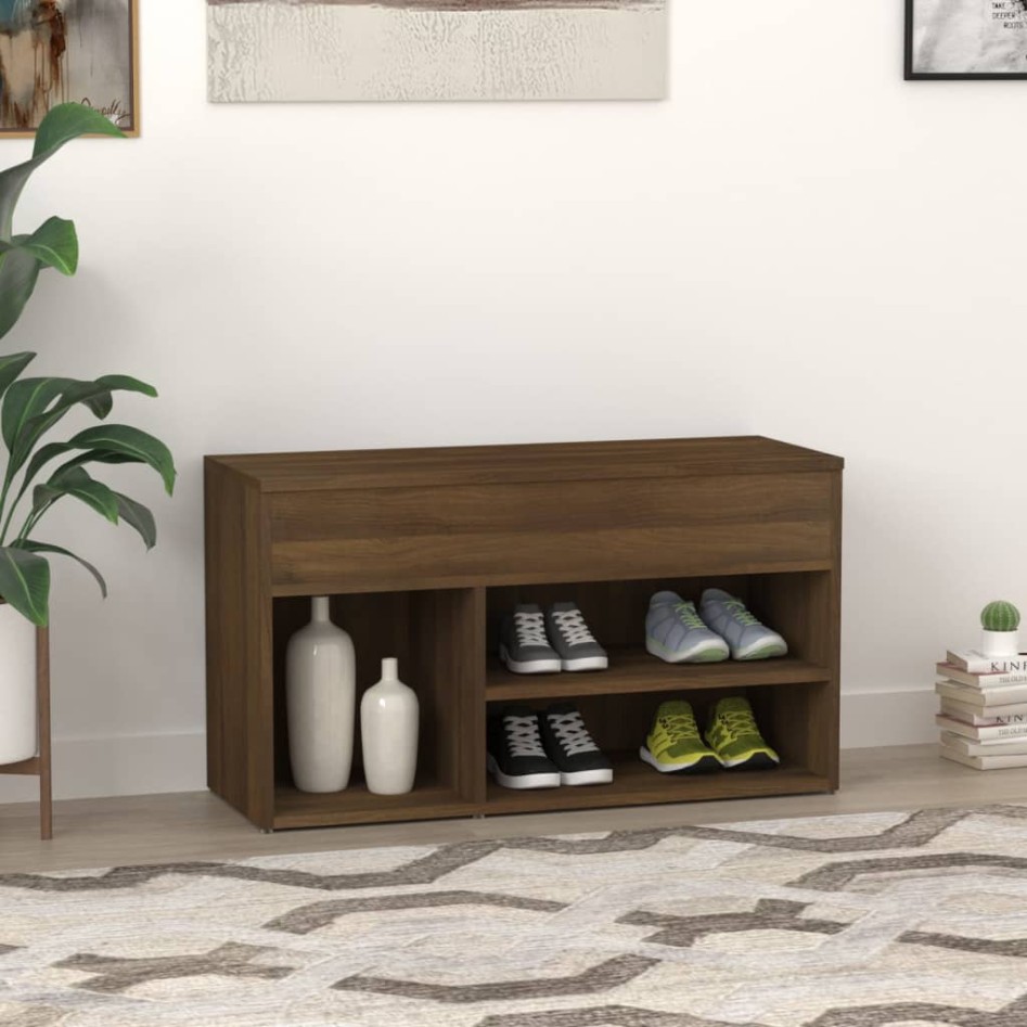 Banco zapatero madera contrachapada roble marrón 80x30x45