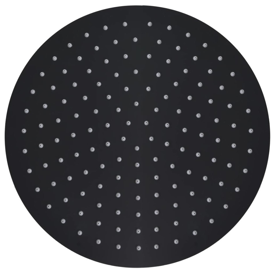 Cabezal de ducha efecto lluvia acero inox redondo negro 30