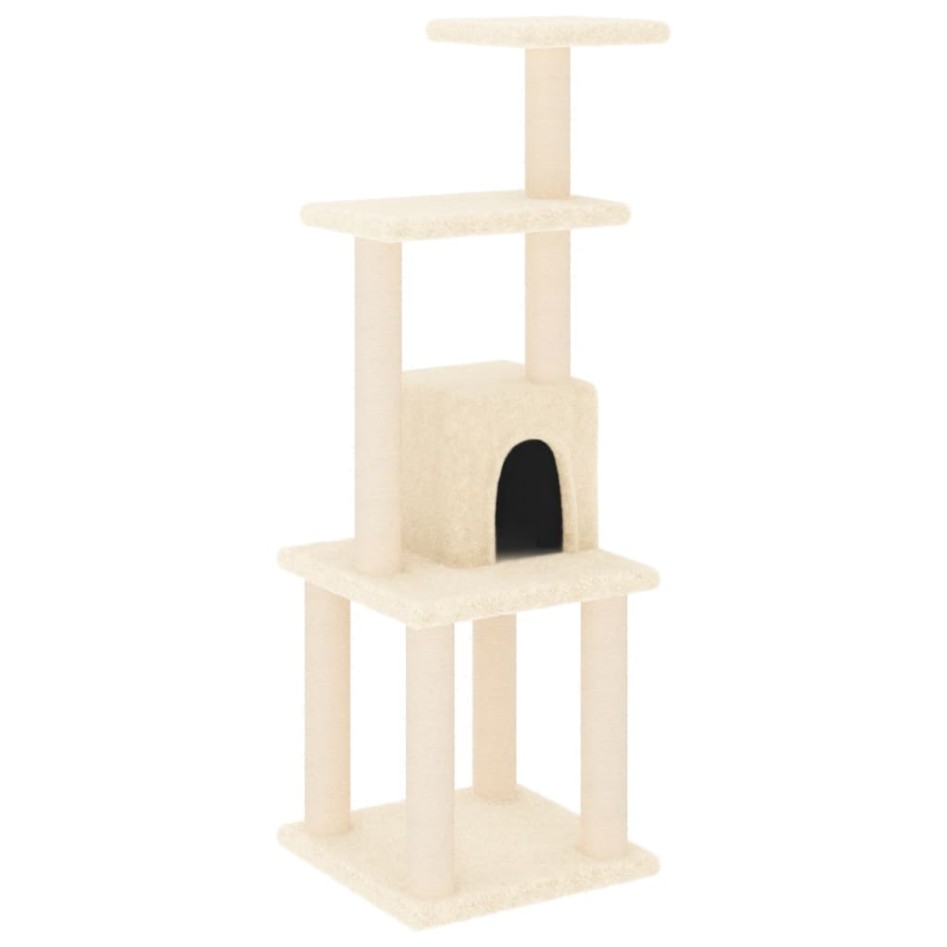 Rascador para gatos con postes de sisal crema 105
