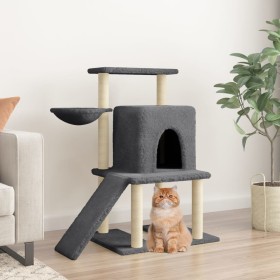 Rascador para gatos con postes de sisal gris oscuro 96,5
