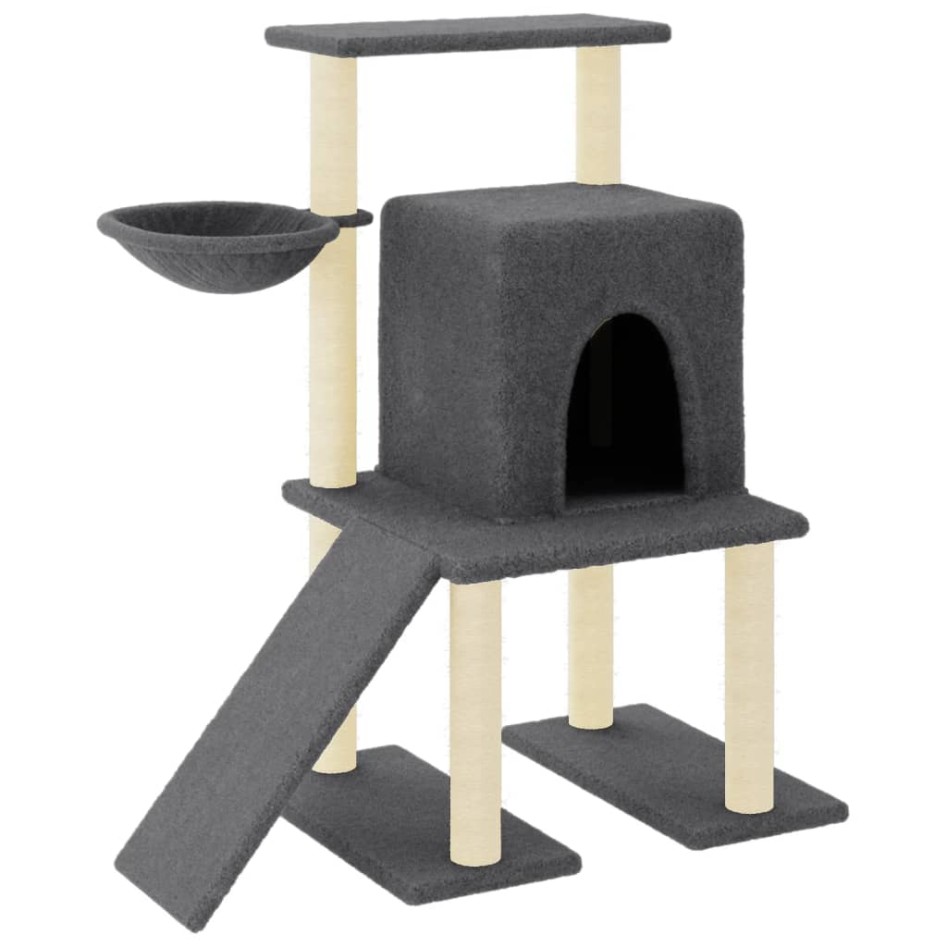 Rascador para gatos con postes de sisal gris oscuro 96,5