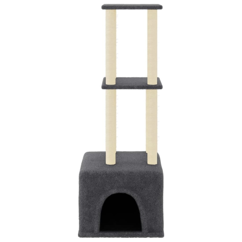 Rascador para gatos con postes de sisal gris oscuro 133,5