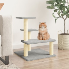 Rascador para gatos con postes de sisal gris claro 61