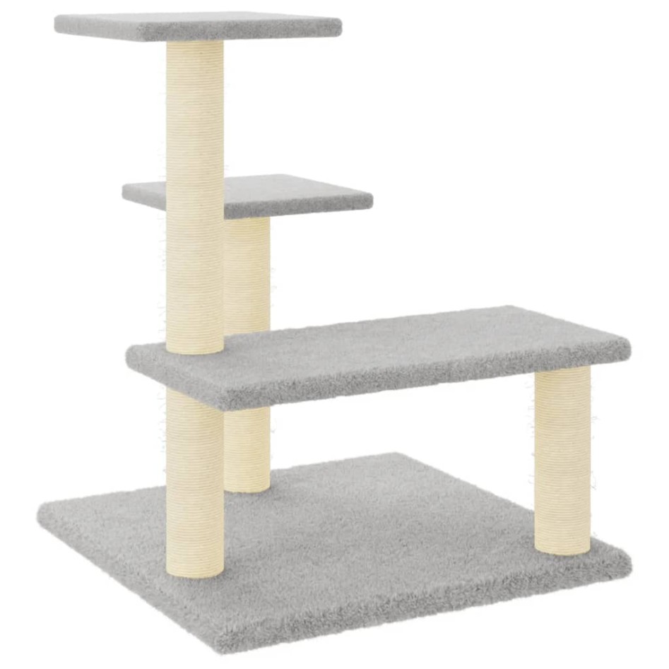 Rascador para gatos con postes de sisal gris claro 61