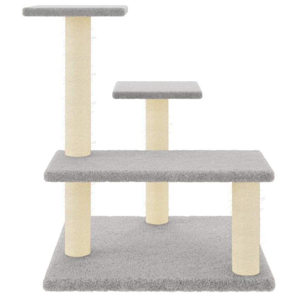 Rascador para gatos con postes de sisal gris claro 61