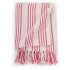 Manta a rayas de algodón rosa y blanco 220x250