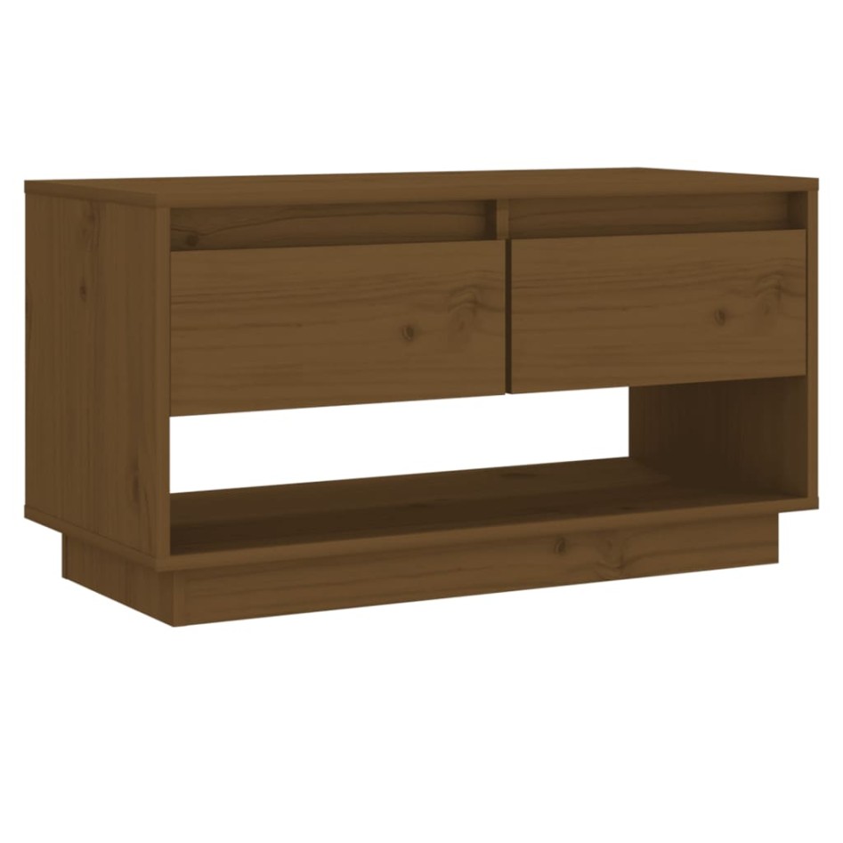 Mueble de TV madera maciza de pino marrón miel 74x34x40