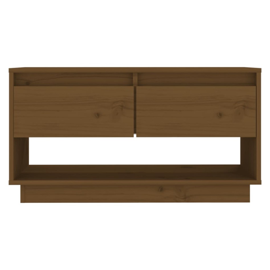 Mueble de TV madera maciza de pino marrón miel 74x34x40