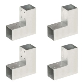 Conectores de postes en L 4 uds metal galvanizado 71x71