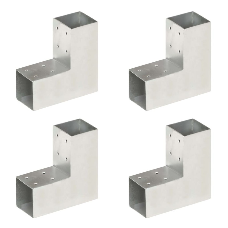 Conectores de postes en L 4 uds metal galvanizado 71x71