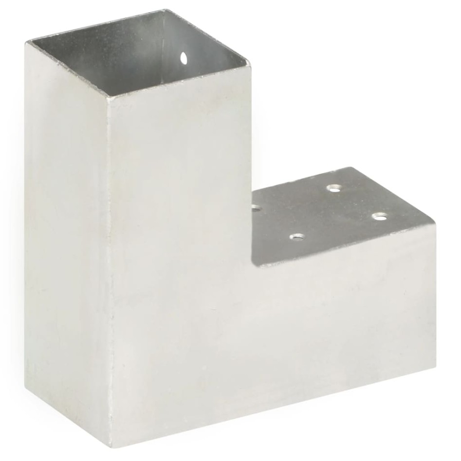 Conectores de postes en L 4 uds metal galvanizado 71x71
