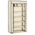 Mueble zapatero con funda de tela color crema 58x28x106