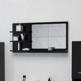 Espejo de baño madera contrachapada negro 90x10,5x45