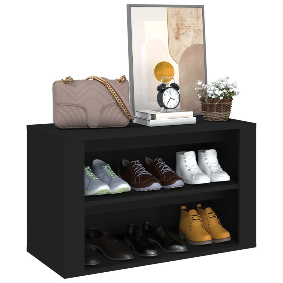 Mueble zapatero de madera contrachapada negro 75x35x45