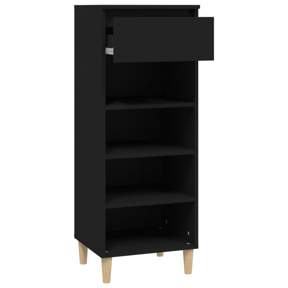 Mueble zapatero madera contrachapada negro 40x36x105