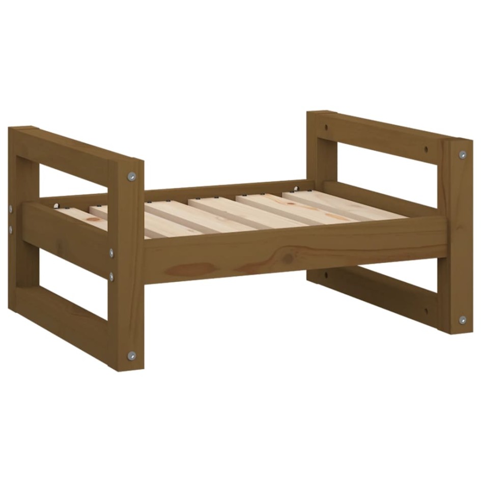 Cama para perros madera maciza pino marrón miel 55,5x45,5x28