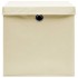 Cajas de almacenaje con tapas 4 uds tela crema 32x32x32